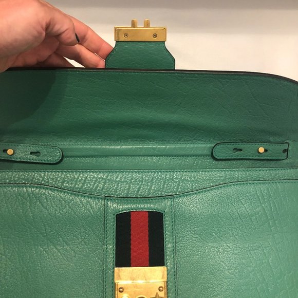 Gucci Messenger Bag with Web in Green NEW WITH DUSTBAG - Picture 8 of 16
